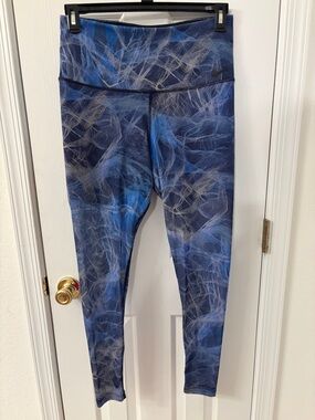 Nike Full Length Sheer Blue & Navy Abstract Print Leggings with Built-In Shorts